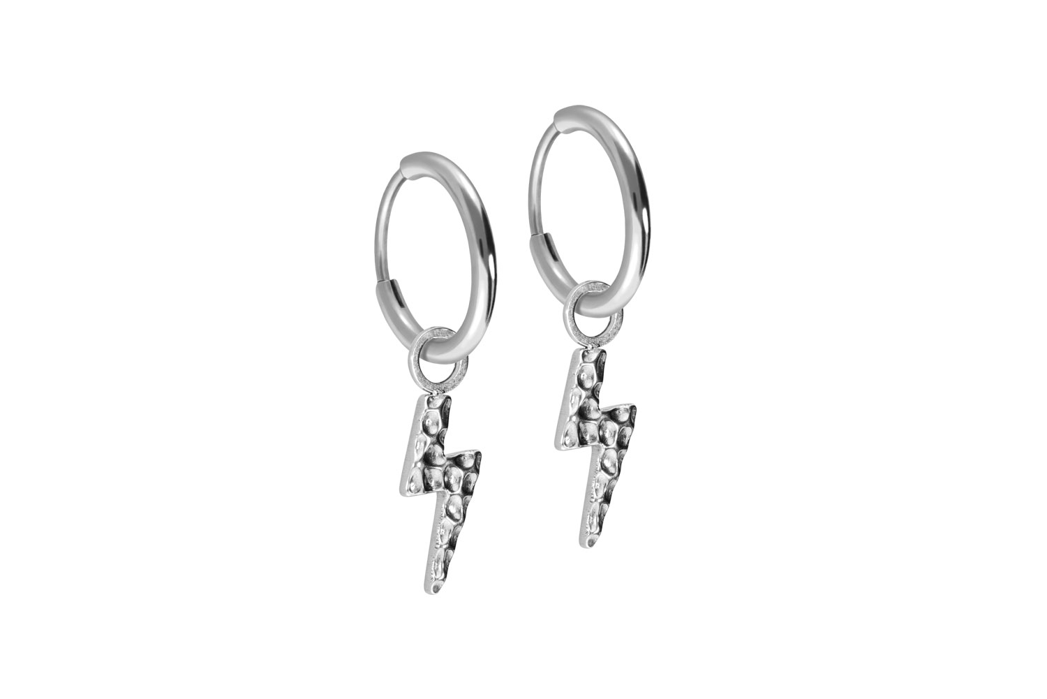Titan Ohrclicker Creolen BLITZ + GEHÄMMERTE STRUKTUR von Piercingline